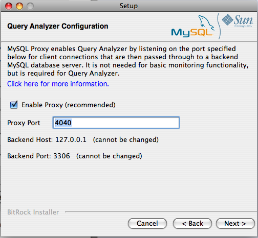 MySQL Enterprise Monitor: Installing
              Agent on Mac OS X: Query Analyzer Configuration