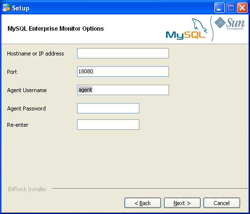 MySQL Enterprise Monitor: Installing
              Agent on Windows: MySQL Enterprise Service Manager Options