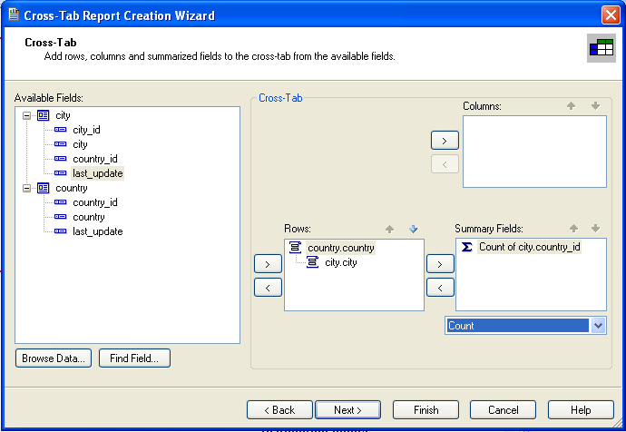Cross-tab definition in Crystal
              Reports