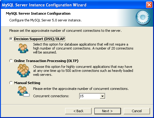 MySQL Server Instance Configuration
            Wizard: Connections