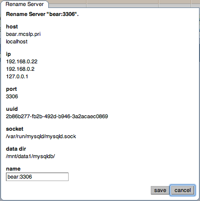 MySQL Enterprise Dashboard: Server Renaming